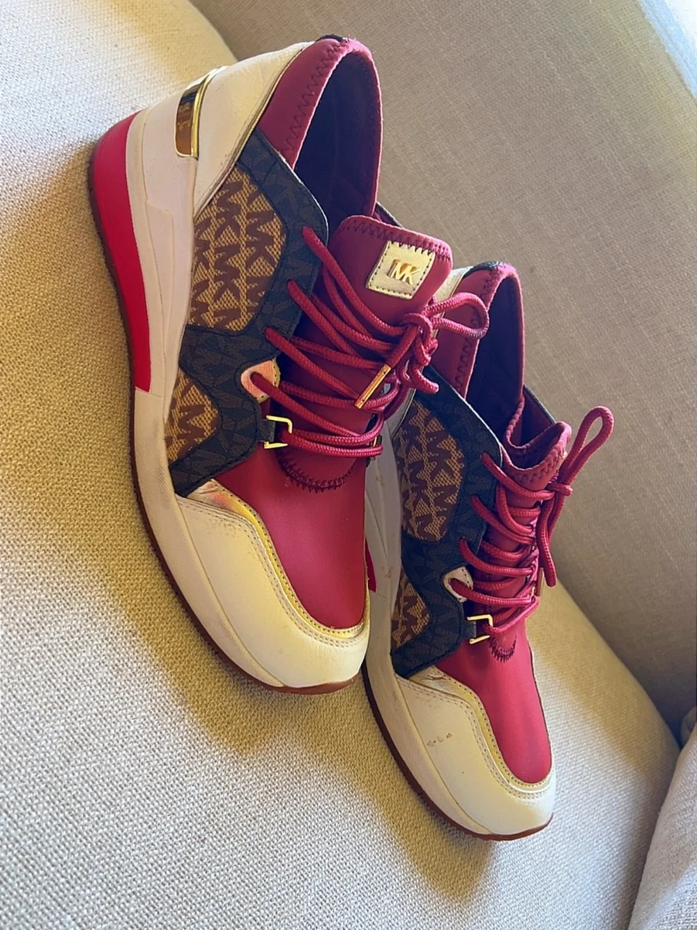 Michael Kors Women’s Burgundy Logo Trainer Sneakers Size 8.5